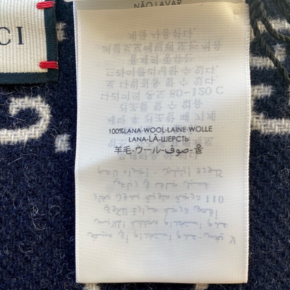 Gucci Poncho GG Logo Reversible Fringed 100% Wool - Picture 12 of 16